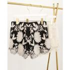 Band-waist Lace-overlay Shorts