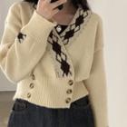 Cross Front V Neck Long Sleeve Knit Cardigan