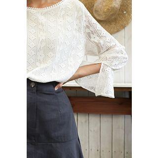 Ruffle-cuff Lace Top