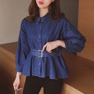 Denim Shirt With Belt