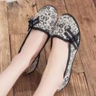 Floral Print Frog-button Flats