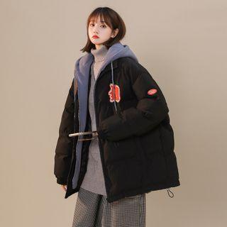 Mock Two Piece Embroidered Padded Coat