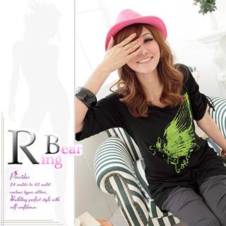 Short Sleeve Butterfly Print Long Top