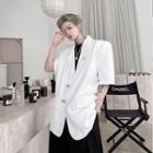 Short-sleeve Padded-shoulder Blazer