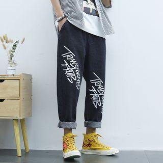 High-waist Lettering Jeans