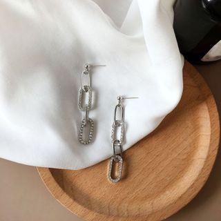 Rhinestone Chain Dangle Earring 1 Pair - Earrings - S925 Silver - Rhinestone - Silver - One Size