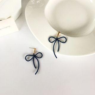 Bow Drop Earring 1 Pair - S925 Silver - Blue - One Size