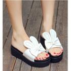 Rabbit Faux-leather Platform Slide Sandals