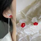 Flower Resin Dangle Earring 1 Pair - 2023a - White & Red - One Size