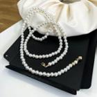 Layered Faux Pearl Necklace Type A - White & Gold - One Size