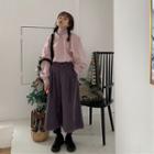 Plain Lantern-sleeve Blouse / Cropped Wide-leg Pants