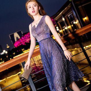 Mesh A-line Evening Dress