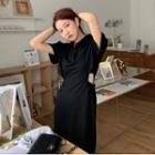 Short-sleeve Cutout Midi Polo Shirt Dress