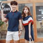 Couple Matching Ruffle Mock Two-piece Dress / T-shirt