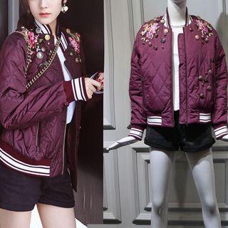 Embroidered Padded Jacket / T-shirt / Denim Shorts