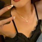 Heart Pendant Necklace N-266 - Gold & White - One Size