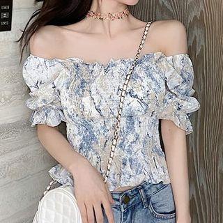 Chiffon Floral Print Off-shoulder Top
