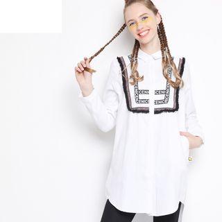 Lettering Trim Long Shirt
