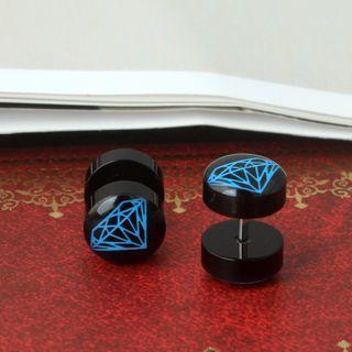 Diamond Shape Stud Earring 1 Pc - Black - One Size