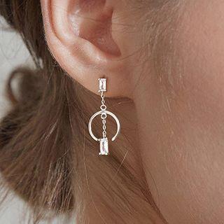 Alloy Rhinestone Dangle Earring 1 Pair - Alloy Rhinestone Dangle Earring - White Gold - One Size