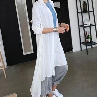 Asymmetric-hem Long Shirtdress