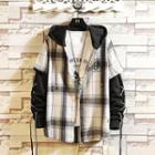 Mock Two-piece Hooded Plaid Panel Jacket
