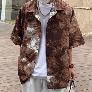 Short-sleeve Tie Dye Hawaiian Shirt