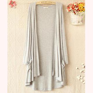 Open-front Dual-pocket Cardigan