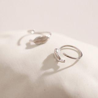 Leaf Open Hoop Earring 1 Pair - Silver - One Size