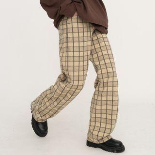 Wide Leg Check Jeans