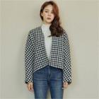 Open-front Gingham Jacket Black - One Size