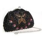Embellished Butterfly Kiss Lock Evening Clutch