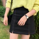 Slit-side Stitched Skirt