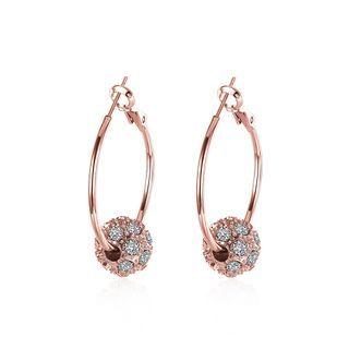 Fashion Elegant Plated Rose Gold Geometric Round Cubic Zircon Earrings Rose Gold - One Size