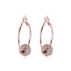Fashion Elegant Plated Rose Gold Geometric Round Cubic Zircon Earrings Rose Gold - One Size