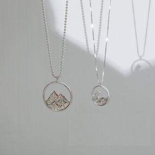Couple Matching 925 Sterling Silver Mountain / Sea Pendant Necklace