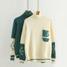 Color-panel Mock-neck Sweater