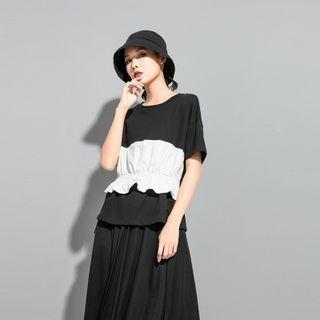 Two Tone Oversize Ruffle Top