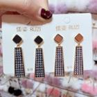 Houndstooth Faux Leather Bar Dangle Earring