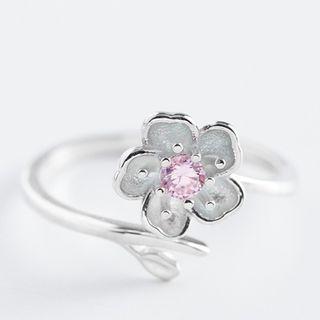 925 Sterling Silver Flower Open Ring Ring - One Size