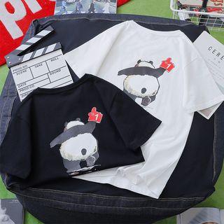 Couple Matching Elbow-sleeve Panda Printed T-shirt