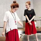 Short-sleeve Slit-hem Top
