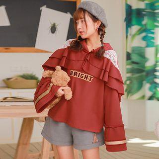 Bell-sleeve Lace Panel Hoodie