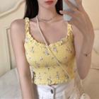 Floral Print Smocked Camisole Top Yellow - One Size