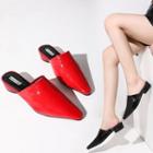 Patent Pointed Toe Low Heel Mules