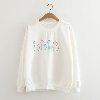 Bear Print Pompom Pullover