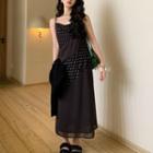 Panel Polka Dot Spaghetti-strap Dress