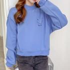 Mock-turtleneck Smiley Face Print Pullover