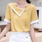 Skew Neckline Short-sleeve Blouse