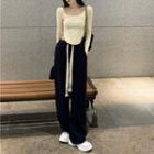Long-sleeve Scoop Hem T-shirt / Pants